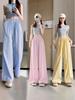 Cross-Border Vertical Stripe High-Waisted Wide-Leg Pants - Summer Straight Loose Casual Floor-Length Design.