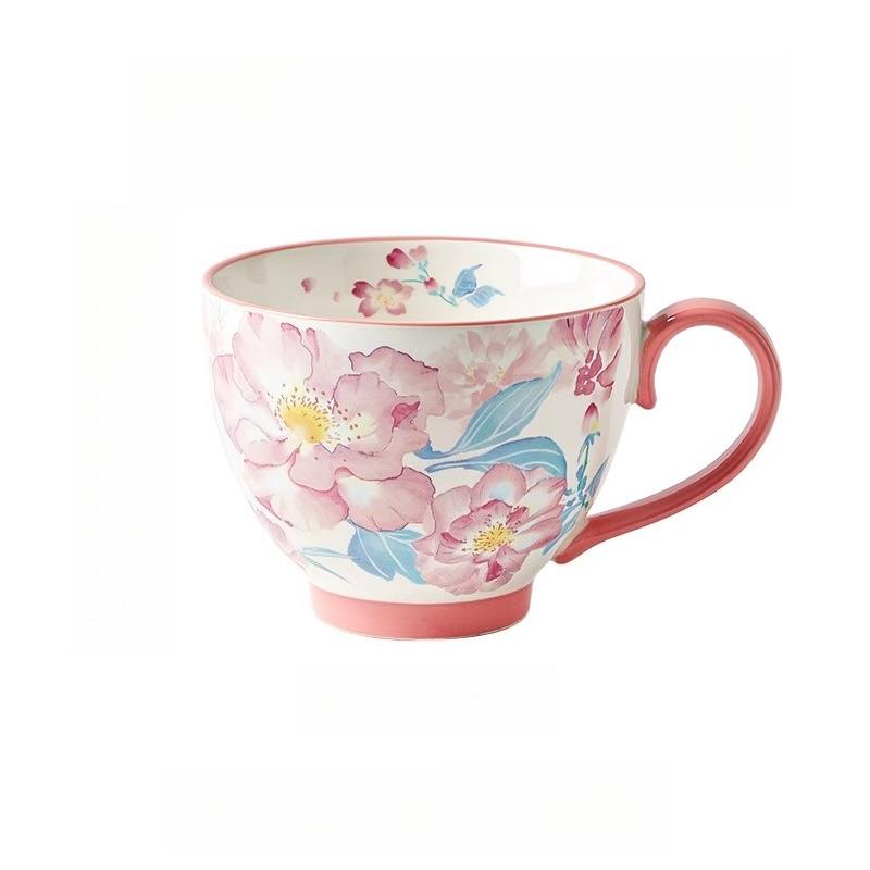 Floral Designed Ceramic Coffee Mug, Premium 350ml Bone China Coffee Tea Hug Mug, Teacup, Breakfast Cup