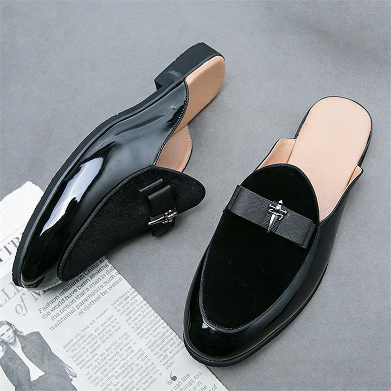 Sommer Mode Neu Herren Wildleder Fliege Patchwork Halbschuhe Schuhe Männlich Designer Freizeit Clogs Mokassins Atmungsaktiv Loafer