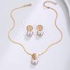 Elegant Imitation Pearl Earrings Circular Earrings Necklace Set New Heart Shaped Jewelry Set  Daily