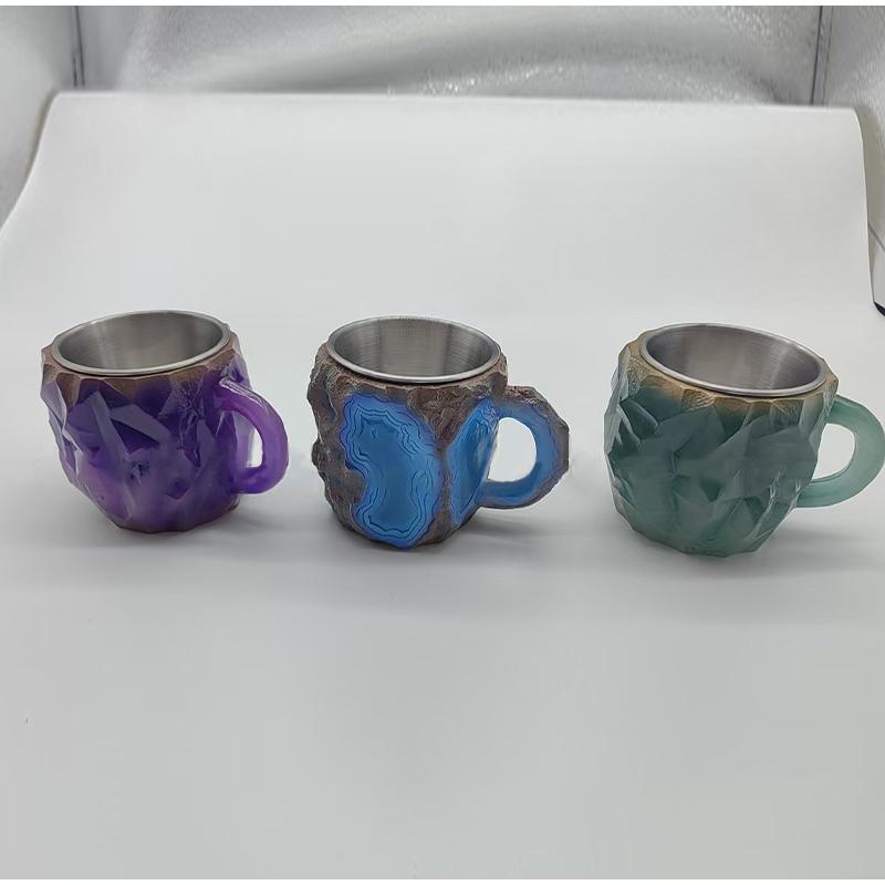 Mineral Crystal Resin Coffee Mugs Irregular Appearance Inner Wall Water Cups House Drink Milk Cups Imitation Mineral Crystal Cup