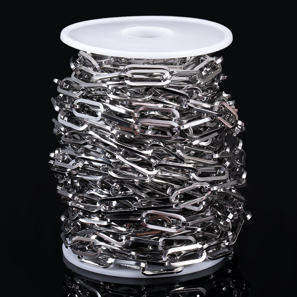 1M Stainless Steel Flat Square Frame Link Chains DIY Men Heavy Chunky Hip Hop Style Jewelry Making Necklace Bracelet Bag Chain