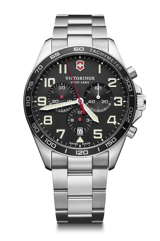 Victorinox FIELDFORCE CHRONO Watch, Stainless Steel Case (316L), Black Dial, Stainless Steel Bracelet, 241855