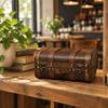 VintageStyle Handheld Storage Trunk AntiqueThemed Wood Frame with Faux Leather