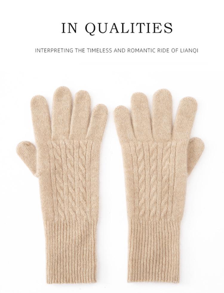 100% Pure Cashmere Extended Length Knit Gloves - Autumn/Winter Cycling Cold Protection