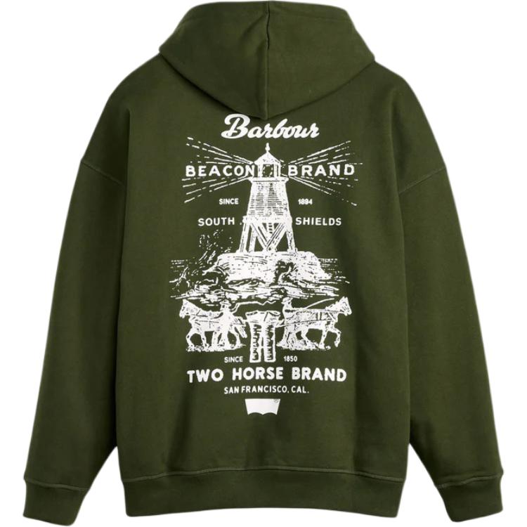 

Коллаборация Levis X Barbour FW25 Худи с принтом логотипа и карманом-кенгуру Мужские худи 008GM-0005 L