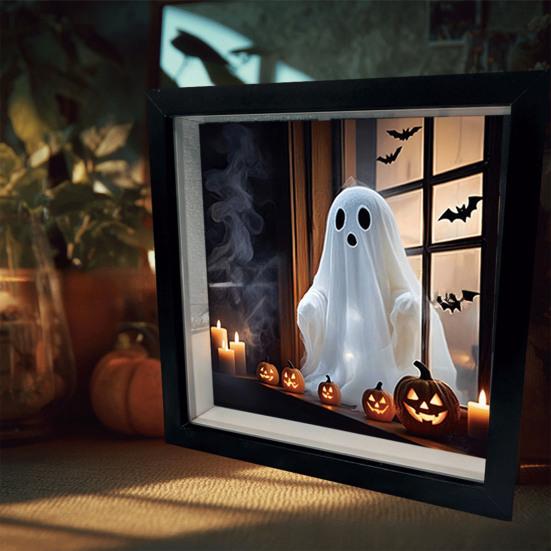 Halloween Ghost Night Light Painting Photo Frame 3D Flame Horror