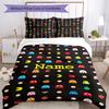 3pcs Custom Name Pac Man Bedding Set Duvet Cover Closure Includes 1 Duvet Cover & 2 Pillowcases, Soft and Comfortable for All Seasons.