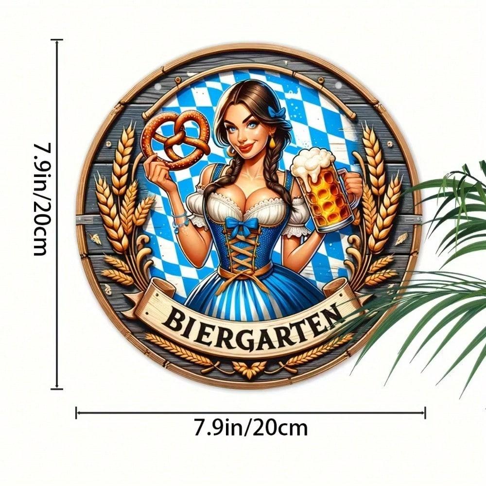 

Metal Wall Art Vintage Beer Wreath Sign for Oktoberfest Man Cave Garage Decor 20x20