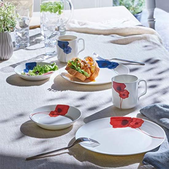 NARUMI Spring Field Anemone Cute Deep Dishwasher Made in Plate, 15cm, Red, Design, Dish, Microwaveable, Safe, Japan, 52214-5921