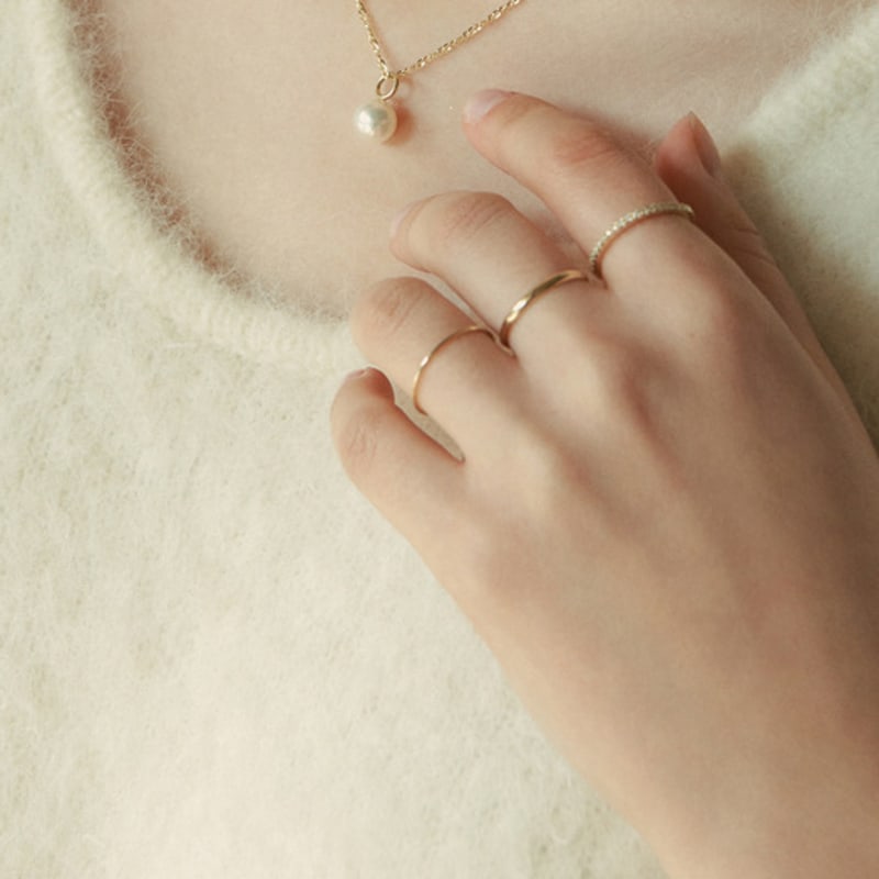 MAYBETOI 14k Pipe Layered Ring