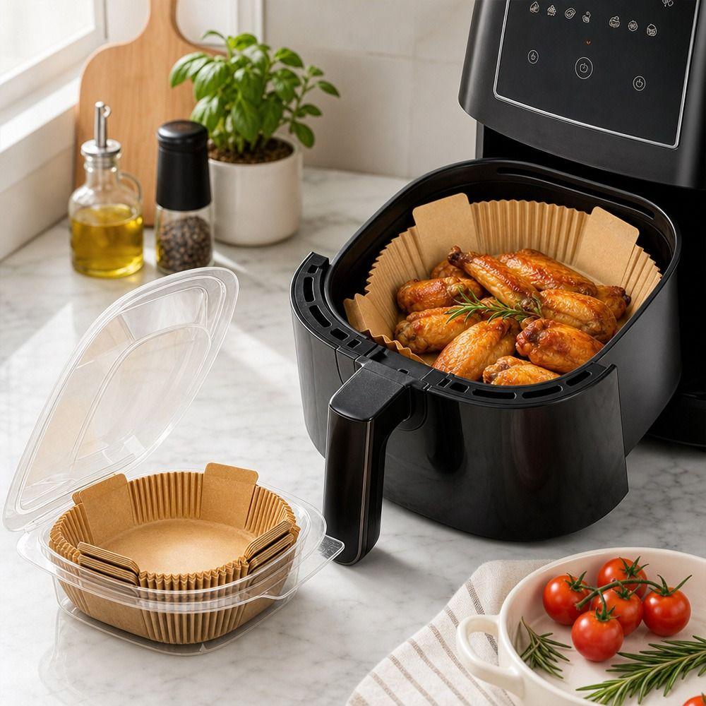 50Pcs Oil Proof Disposable Paper Liners Square Baking Paper Tray New Air Fryer Paper Liners