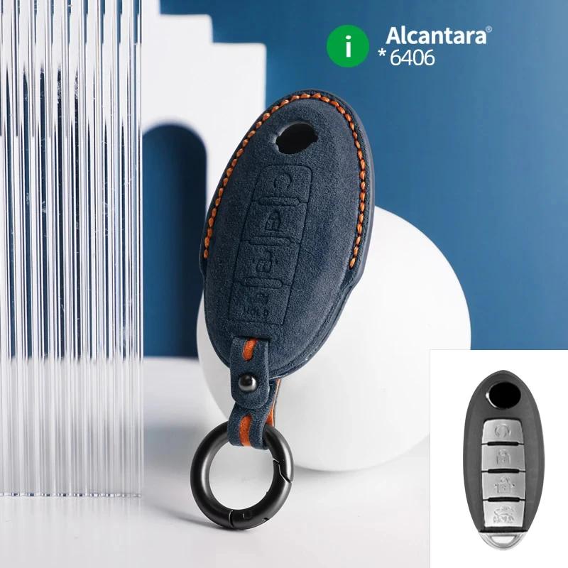 Car Key Case Cover Shell Keychain For Nissan Qashqai Juke J10 J11 X-Trail T32 T31 Kick Tiida Pathfinder For Nissan Suede Key Fob