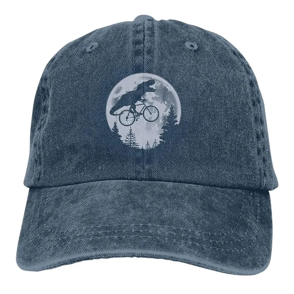 Washed Unisex's Baseball Cap T-Rex Dinosaur Riding Bicycle Trucker Snapback Caps Dad Hat Cycling MTB Biking Golf Hats