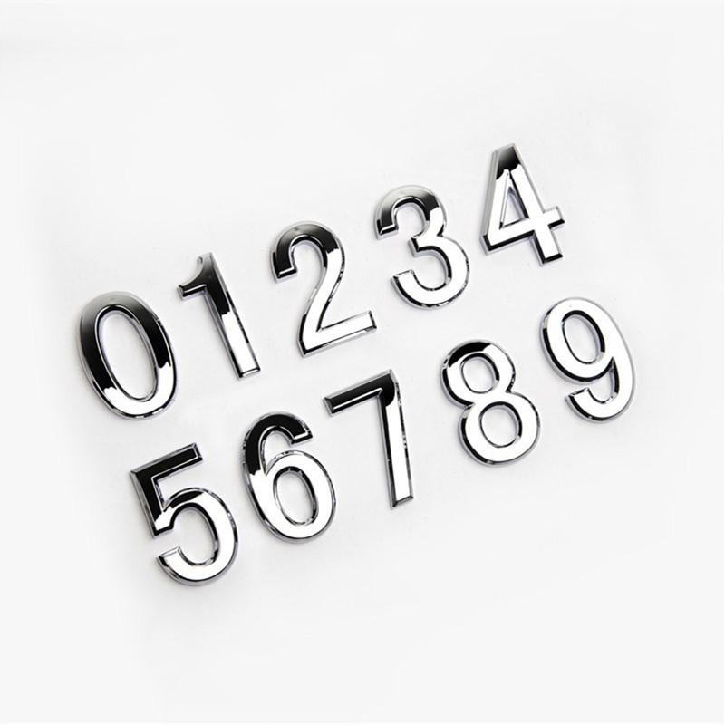 New 3D Digits 0-9 Number Silver Sticker 5cm Plate Sign Hotel Silvery Door Number Plaque Modern Plated for Home Decoration
