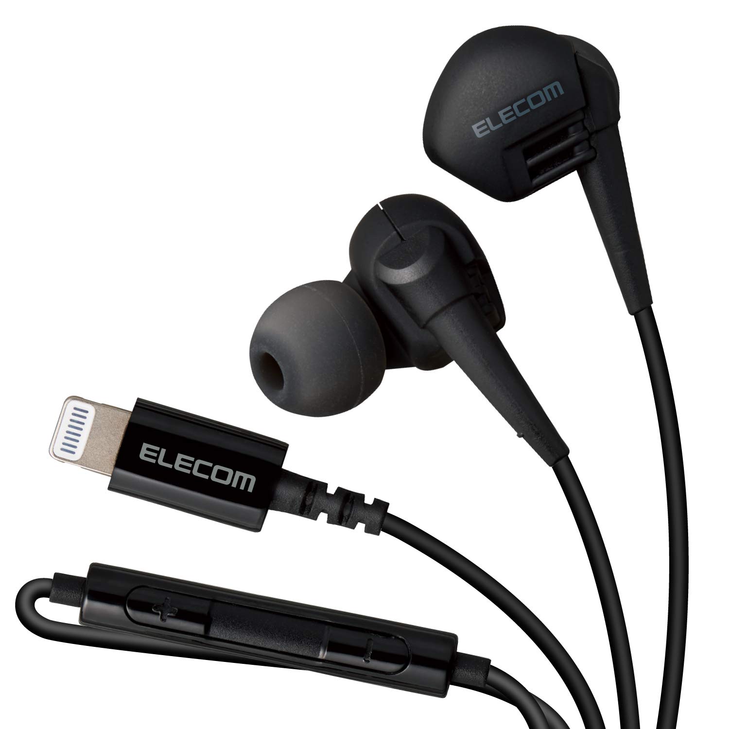 

Стереонаушники ELECOM EarBlock Type Lightning Black (с микрофоном) чёрный