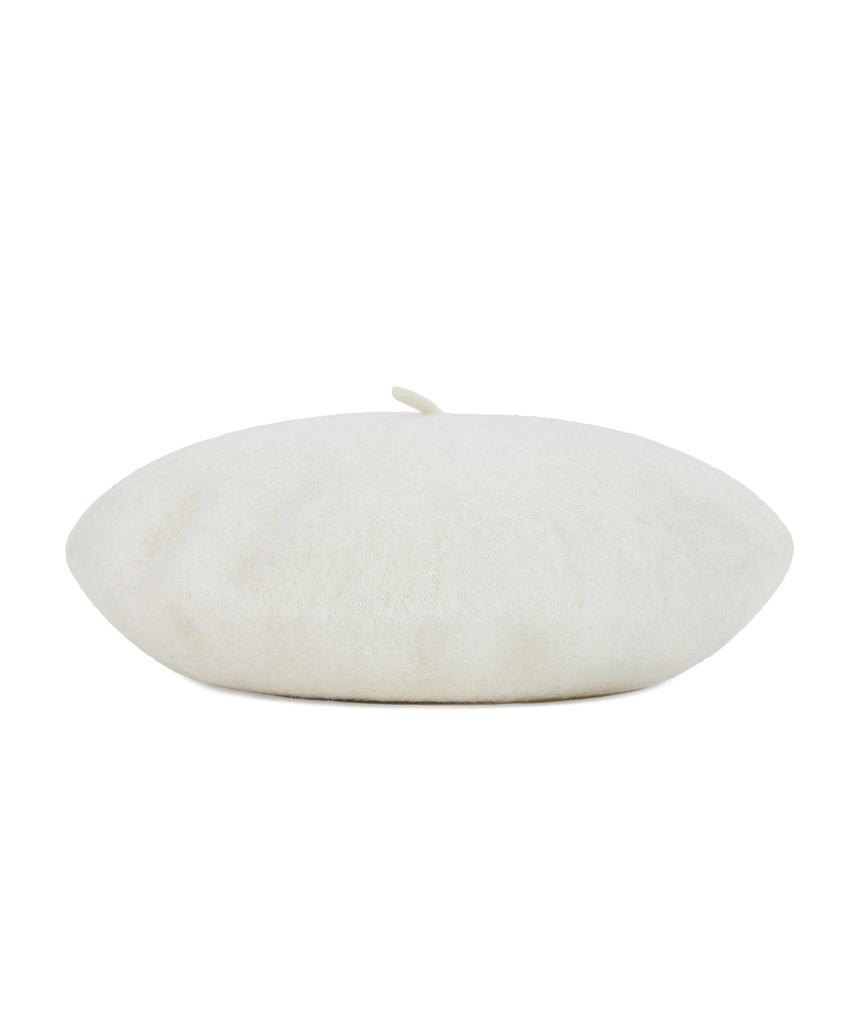 Bajal Cursive Logo Wool Beret Ivory