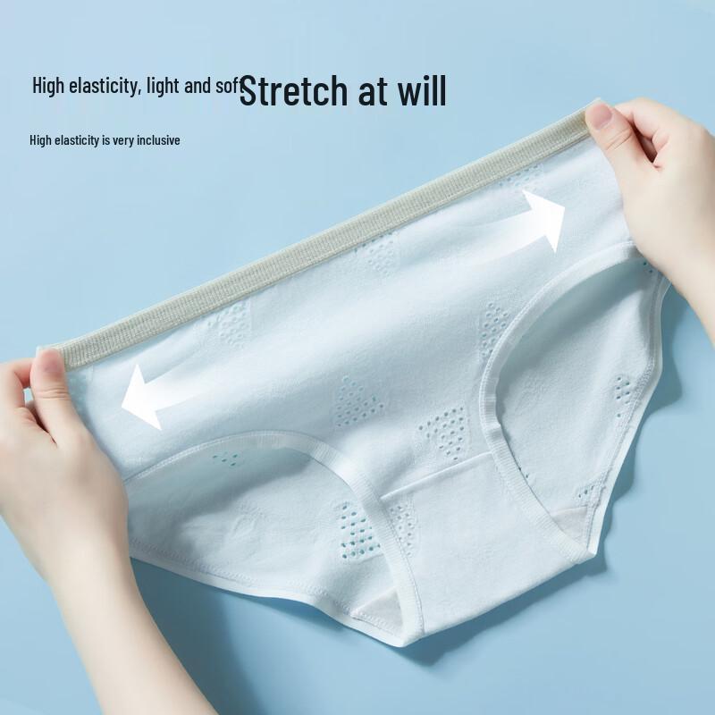 FENTENGCARE Women's 7A Antibacterial Cotton Mid-Waist Briefs 4-Pack