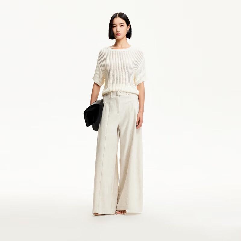 

VEROMODA 2025 Spring Pleated Belt Loose Wide-Leg Trousers XL