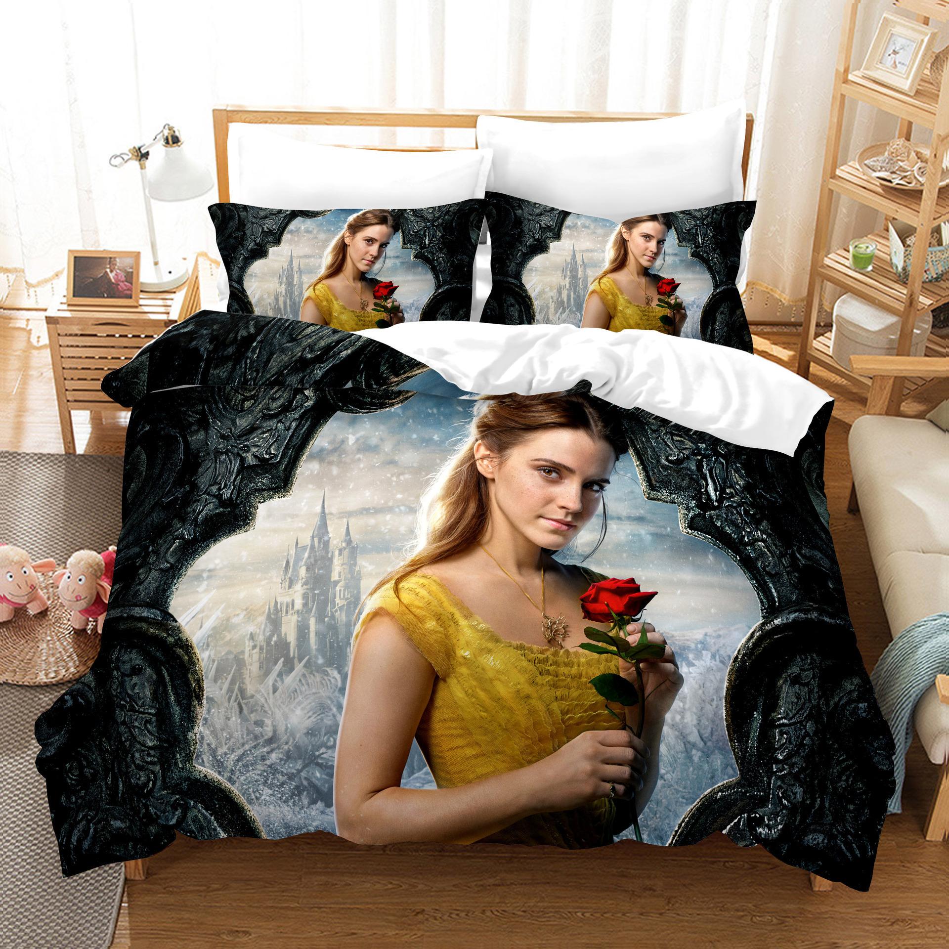 

3D Digital Printing Bedding Quilt Cover Three-Piece Set UK 135*200cm