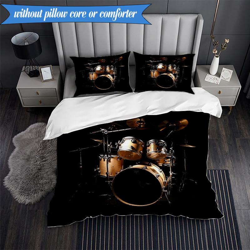 3-teiliges Trommelset Bettwäsche-Set, inklusive 1 Bettbezug und 2 Kissenbezügen. Perfekt für Schlafzimmer, Wohnheim, Weihnachtsgeschenk für Fans