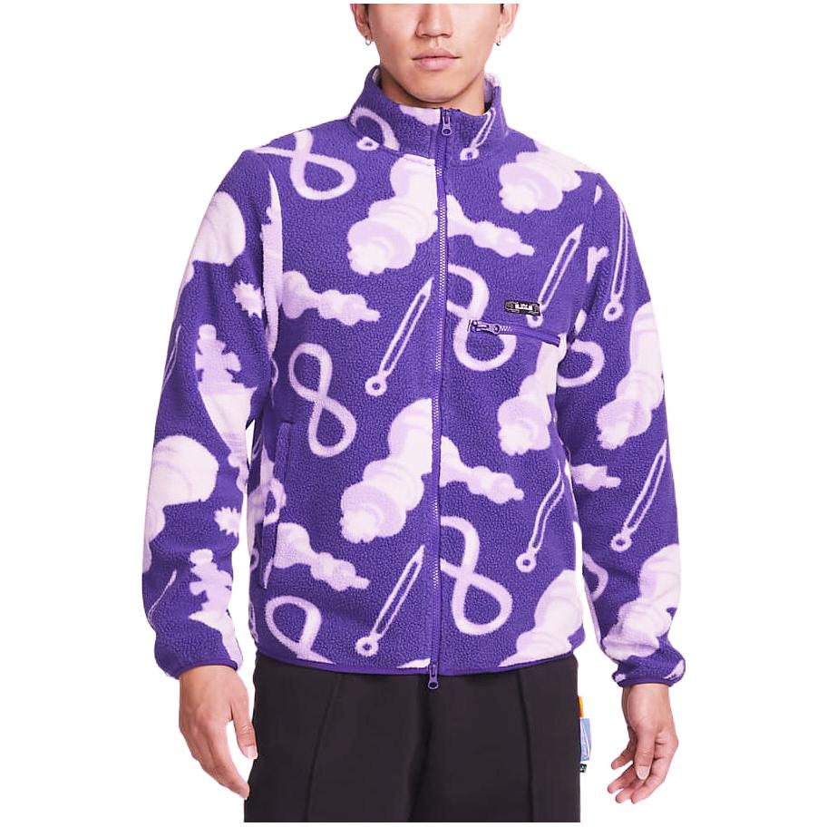 Nike Jachetă Bărbați FW22 Imprimeu Model Geometric Guler Înalt Mânecă Lungă Jachete Violet DQ6127-547