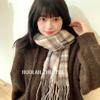 Plaid Korean-Style Women's Winter Scarf - Warm Imitation Cashmere Snood