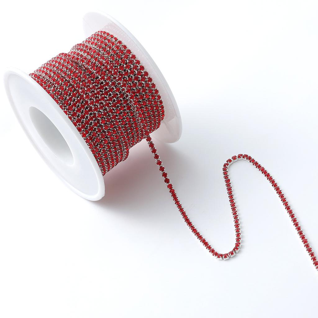 Silver bottom dense claw glass crystal rhinestone claw chain, color inlaid crystal diamond chain DIY mobile phone material sticker diamond accessories
