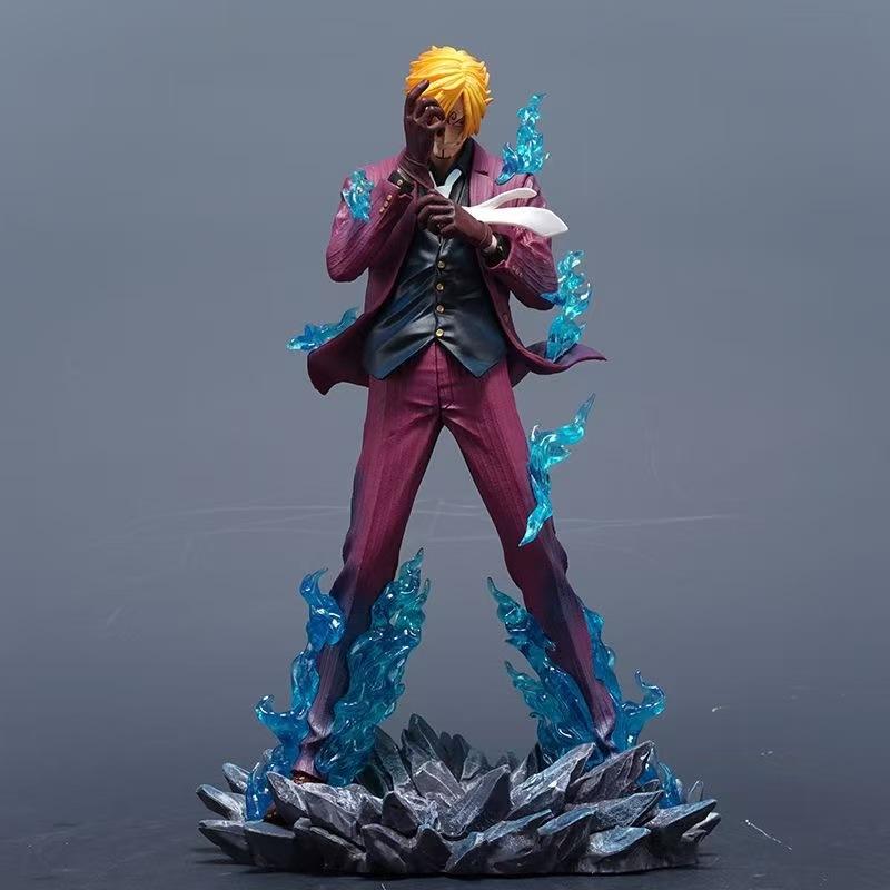 In-Stock Tenhui One Piece Sanji Blue Flame PVC Static Statue Model Anime Collectible Model Desktop Decoration Present For Fans