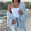 Women's Long Sleeve Batwing Cardigan Sweater - Plush, Loose, Plus Size Knitted Outerwear