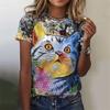 Funny Cat 3d Printed Women's T Shirts Summer Fashion Animal Print Short Sleeve Tees Girl Kawaii Y2k Top Clothes Female Clothing