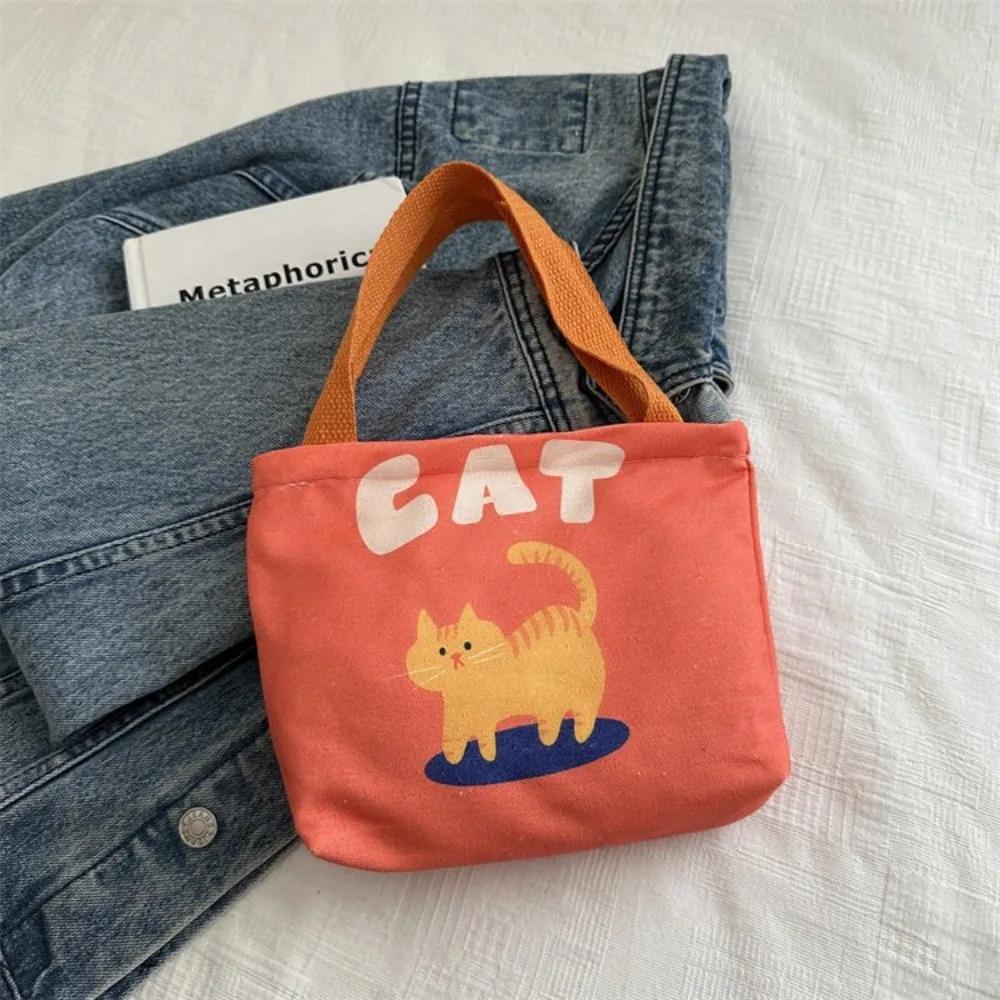 Süße Mini-Canvas-Tasche Koreanischer Stil Tragbare Damen-Handtasche Lunchtasche Cartoon Geldbeutel Kopfhörer-Aufbewahrungstaschen Lunchtasche