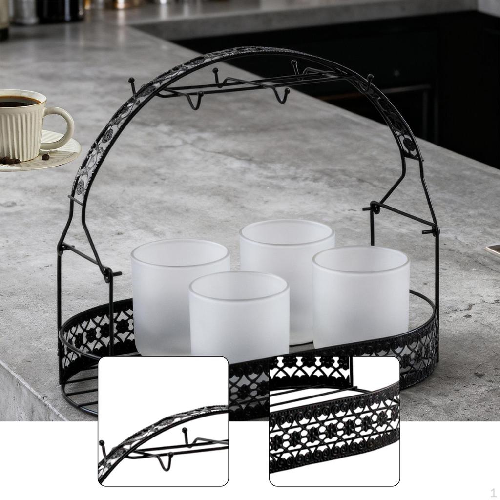 Bottle Rack Accessories Luxury Home for 6 Cups Gift Space Saving Kitchen Countertop Iron Office