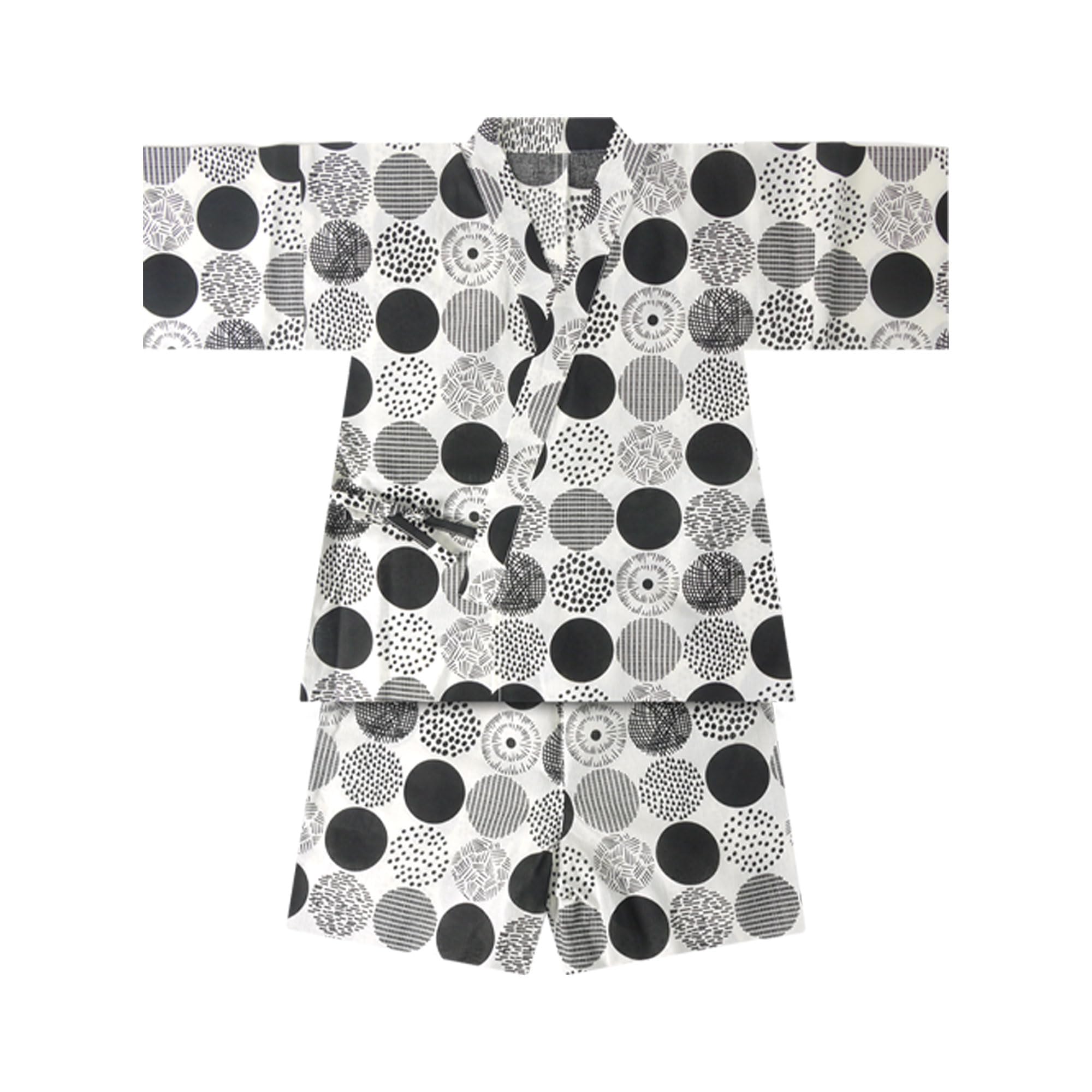 

NISHIORI Boys Jinbei, Dinosaur, Shark, Polka Dot, and Hemp Leaf Design, Separate Pieces, Easy to Dress (Dot, 110cm)
