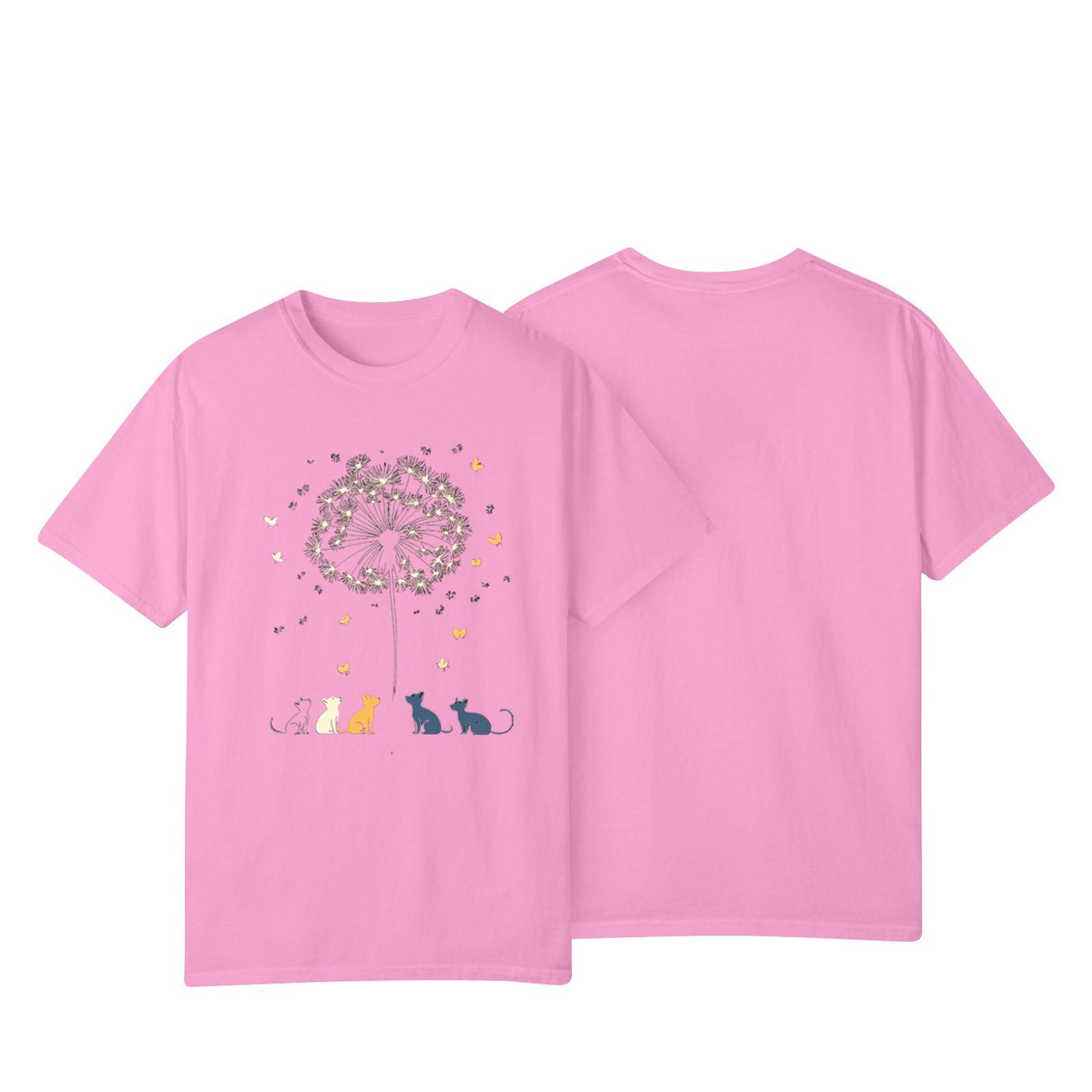 

Women s Casual Sunflower Print Street Slim Fit Short Sleeve T-Shirt Top XL рожевий