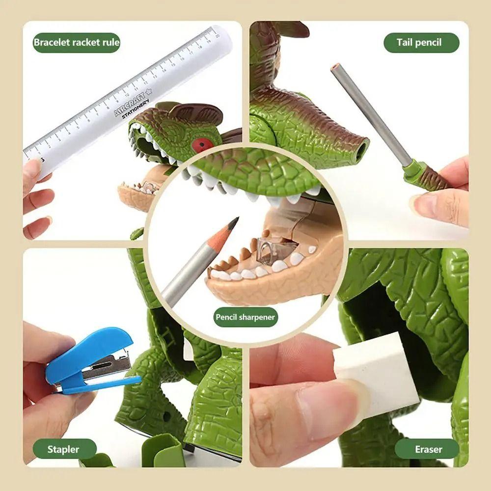 Pencil Sharpener Animal Model Stationary Set 5 In 1 T-Rex Toy Stationary Set  Classroom