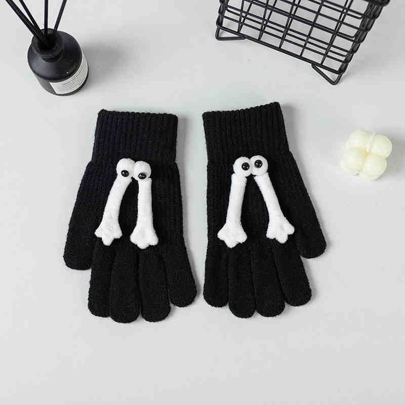 Korean Version of Touch Screen Gloves for Couples In Winter Thick for Men and Women New Cute Knitted Split Finger Thickened Warm Cycling Fingerless