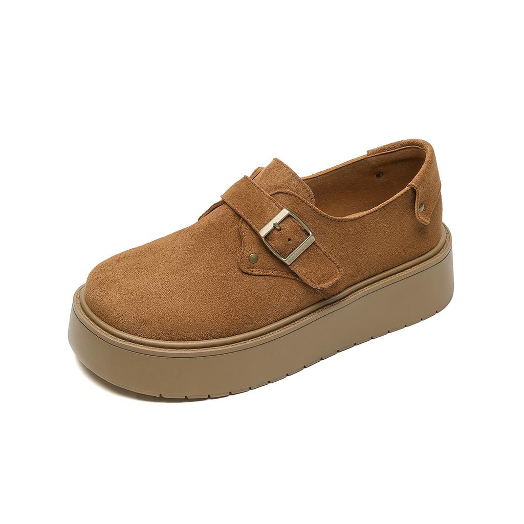 Platform Women's Spring New One-word Retro Single Shoes with Round Head