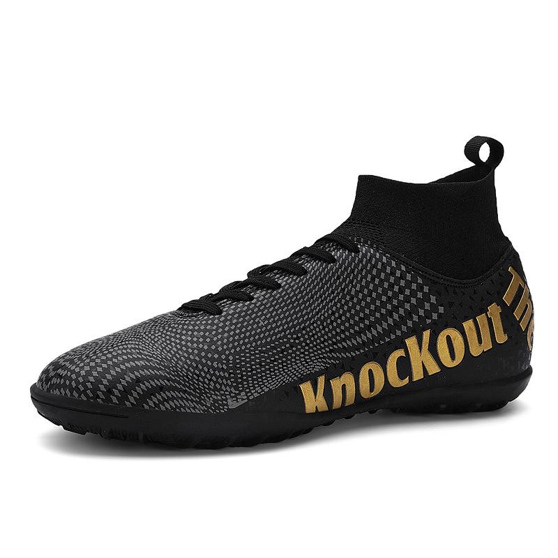503 Football Shoes Children Boys Girls Teenagers With A High Top Fly Weave Leather Surface HG Long Nails FG Broken TF Flat Bottom Training