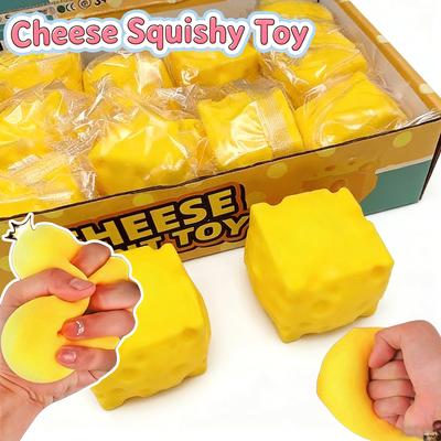 Squeeze Cheese Cube Toy Stress Relief Squishy Soft Ball Slow Rebound Relief Anxiety Fidget Toy For Kids Adults Adhd Gifts