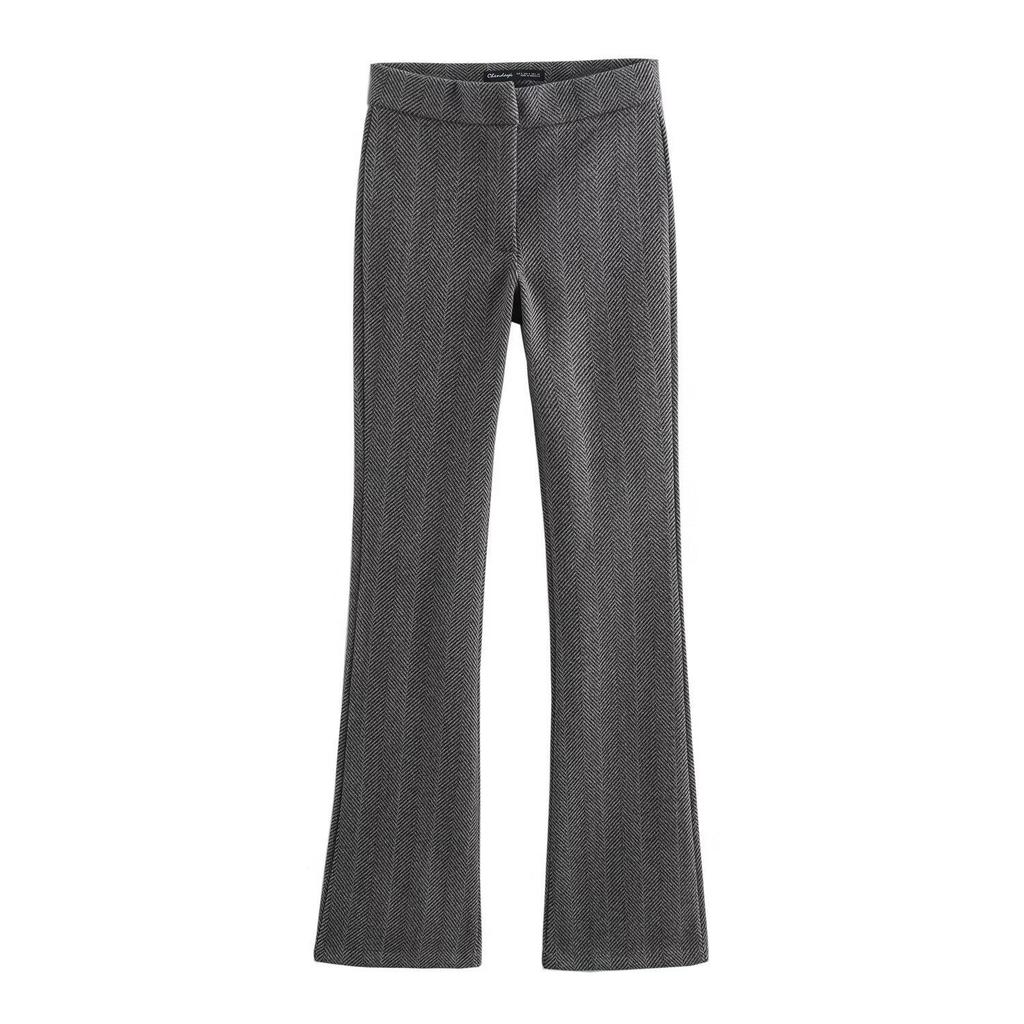 2024 Women's Autumn Fashion: European & American Style Herringbone Jacket with Casual Pants