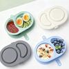 Silicone Snack Containers With Lids Foldable Reusable Snackle Box Containers Double Compartment Condiment Bowls Kitchen Gadgets
