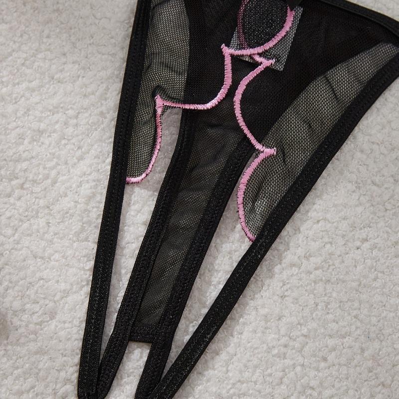 Petal exy lingerie sets ultra-thin two-piece set open crotch women's sex set