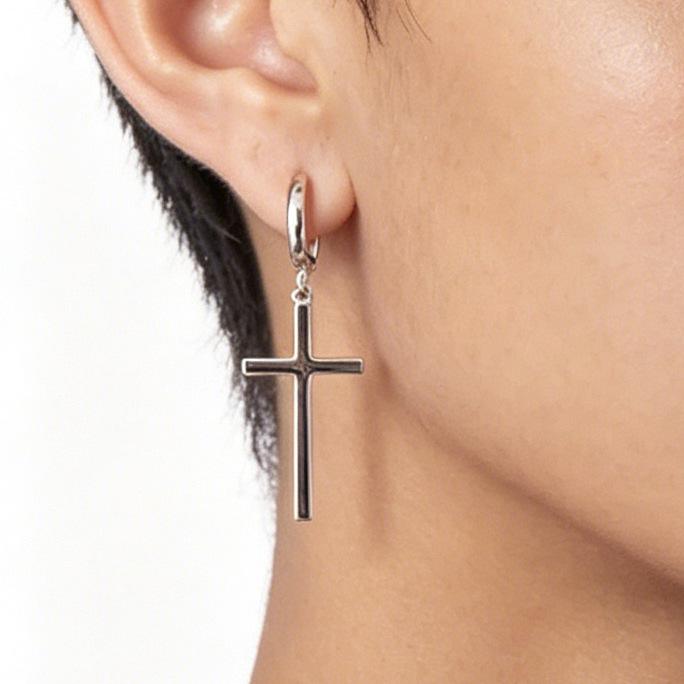 S925 Sterling Silver Light Gold Cross Earrings for Men & Women - Trendy, Cool, and Stylish Daily Wear