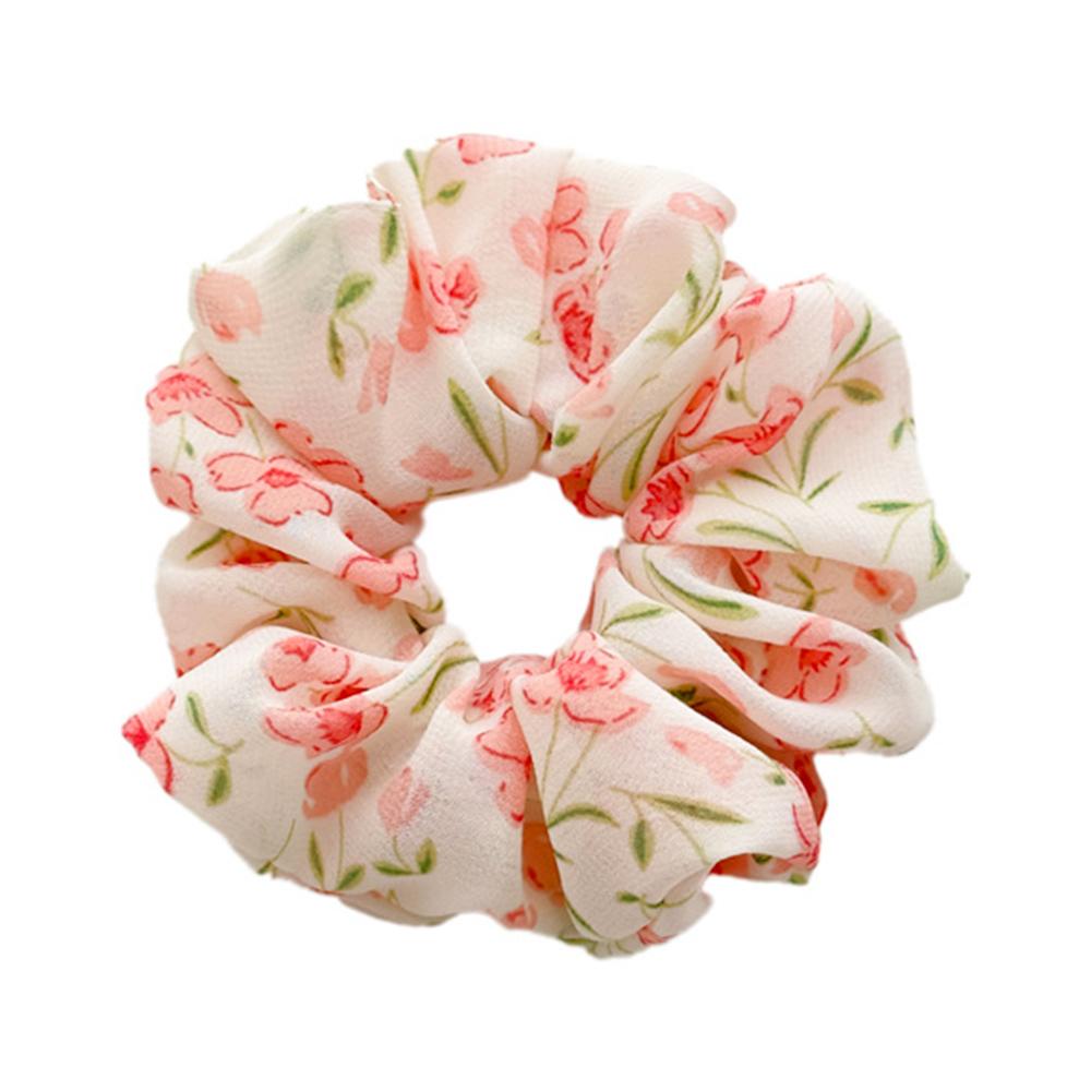 Chiffon Flower Elastic Hairbands Floral Printed Scrunchies for Hair Women Hair Accessories Ponytail Holder Hair Ties Rubber Band