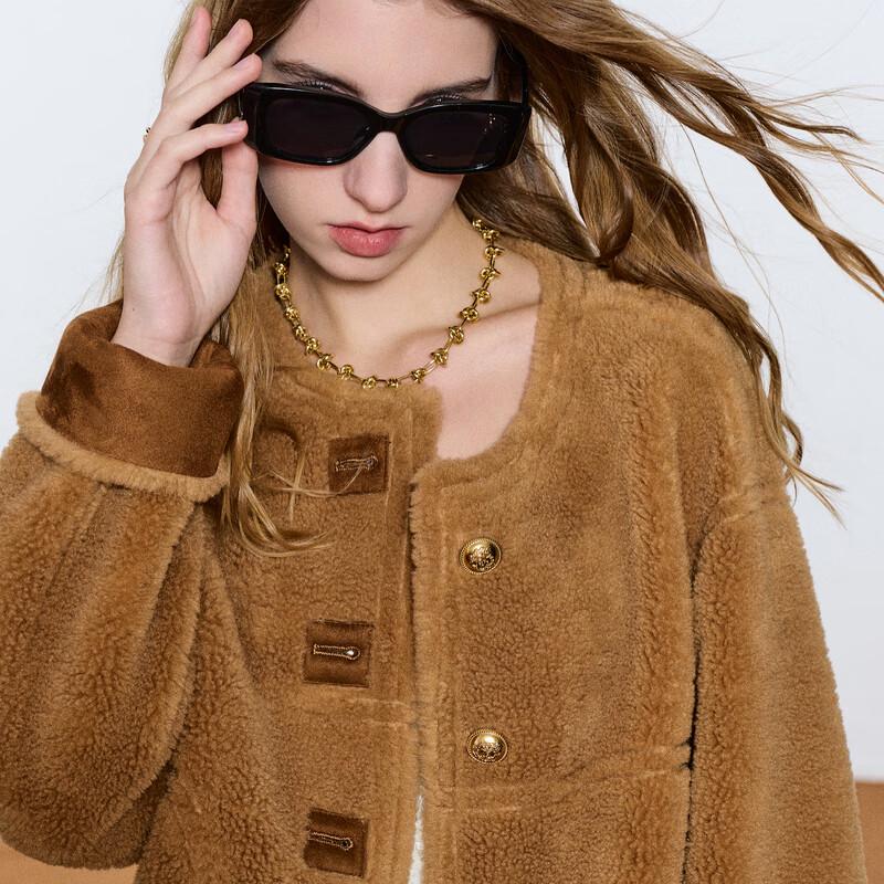 

SANCIA 2025 Winter Faux Fur Round Neck Short Coat XL (170/92A)