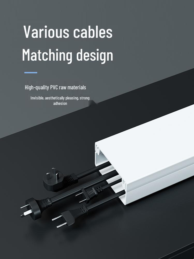 Gray Surface-Mounted PVC Wiring Raceway Cover Organizer