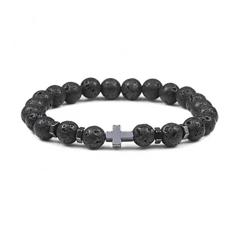 

Kirykle 8 мм натуральный вулканический камень тигровый камень белая сосна черный желчный камень крест бусины мужской и женский браслет йога украшения
