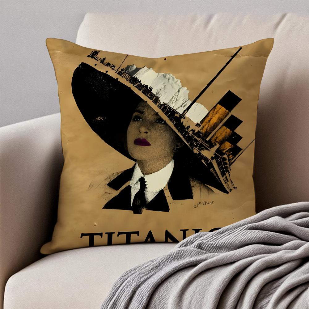 Film TTitanic Cushion Cover Pillowcase Antidustmite Invisible Zipper Short Plush Sofa Cushion