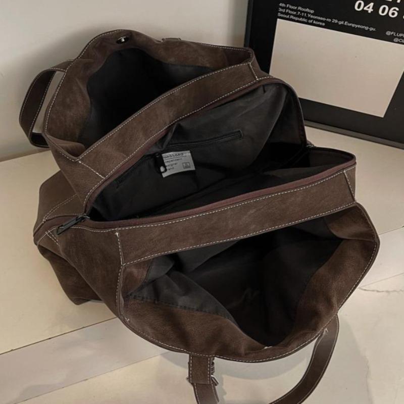 Vintage Suede Tote Bag for Women Large Capacity Casual Shoulder Bag Retro Cross Quilting Soft Hobo Handbag for Daily Commute Work Shopping Travel